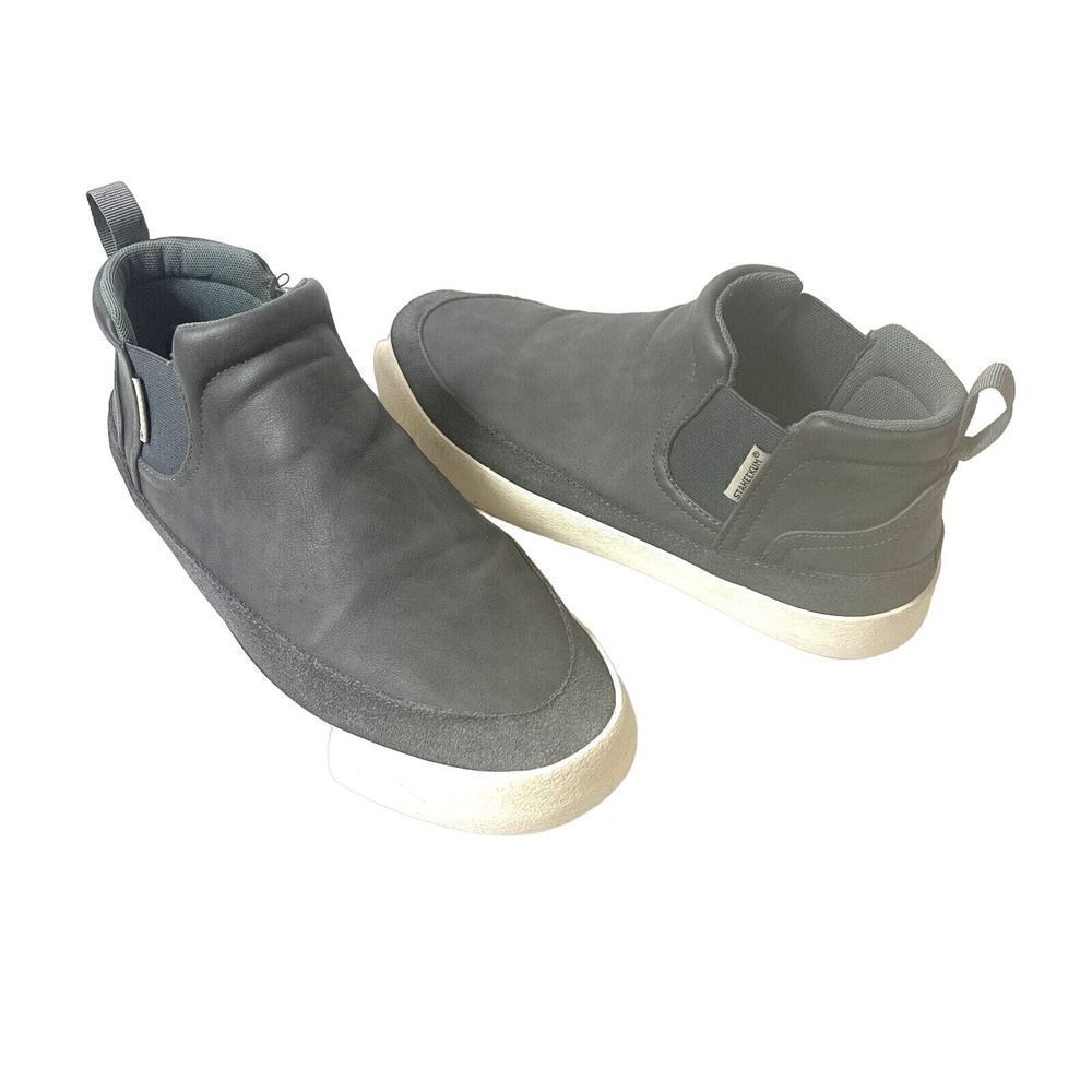 Staheekum Mens Sz 8 Chelsea Gray Ankle Boots Shoes Sneaker Slip on PU/Cow Suede
